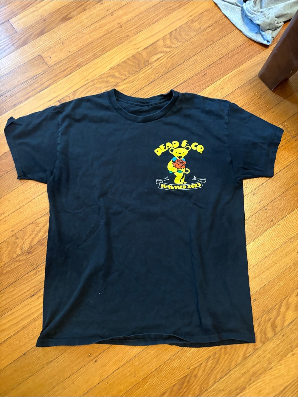 Grateful Dead Black Tee with Yellow Bear Chest Graphic